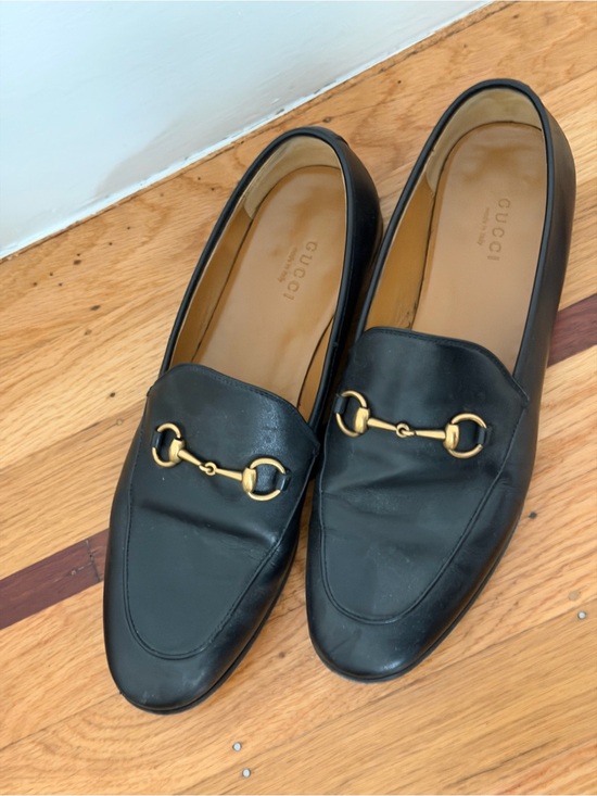 Gucci Shoes - Gucci Black Leather Horsebit Loafers with Gold Hardware